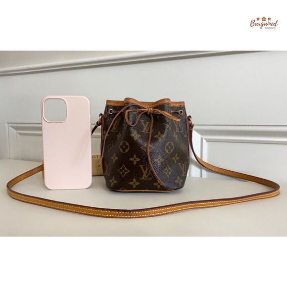 Authentic LOUIS VUITTON Monogram Coated Canvas Leather Nano Noe Crossbody Bag - Picture 5 of 12